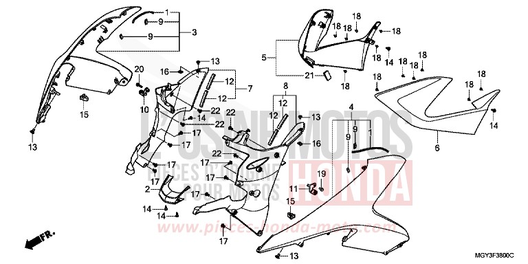 CARENAGE LATERAL de VFR800X "Crossrunner" GRAPHITE BLACK (NHB01) 2011